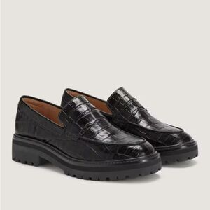 NEW EVERLANE The Lug Loafer in Black Crocodile
